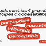 Infographie des 4 principes d’accessibilité numérique : POUR – Perceptible, Utilisable, Compréhensible, Robuste.
